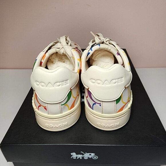 NIB COACH CI898 Size 10D Men's Chalk Multicolor Rainbow CLIP Low Top Sneaker - Picture 3 of 7